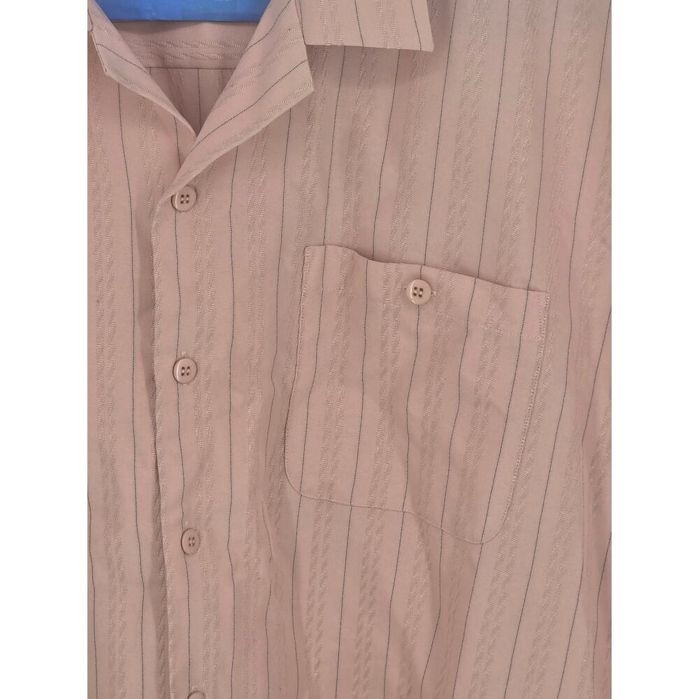 Il Canto Shirt 5XL Salmon Pink Striped Textured Camp Collar Button Up Casual - Picture 5 of 6